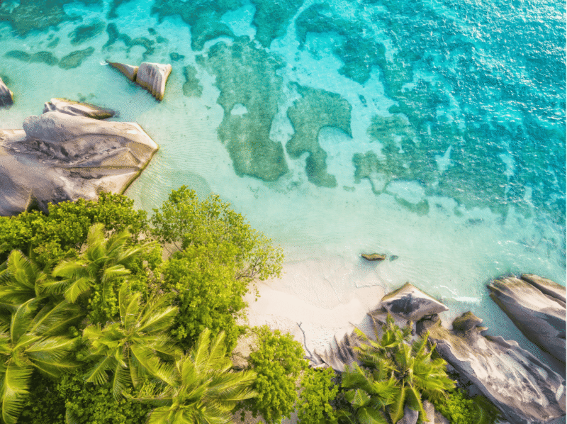Catamarano alle Seychelles tra le baie granitiche